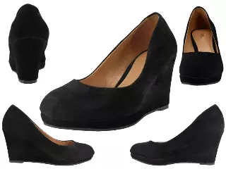 91943L - Women's Micro Suede 3½" Wedge Shoes — Black (91943L-B) / 6-11 Assorted