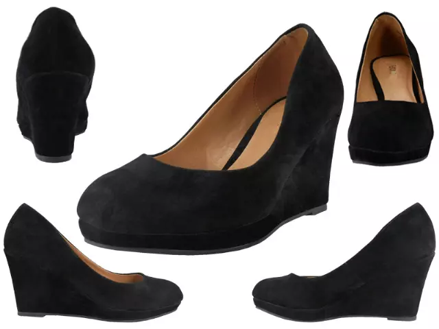 91943L - Women's Micro Suede 3½" Wedge Shoes — Black (91943L-B) / 6-11 Assorted