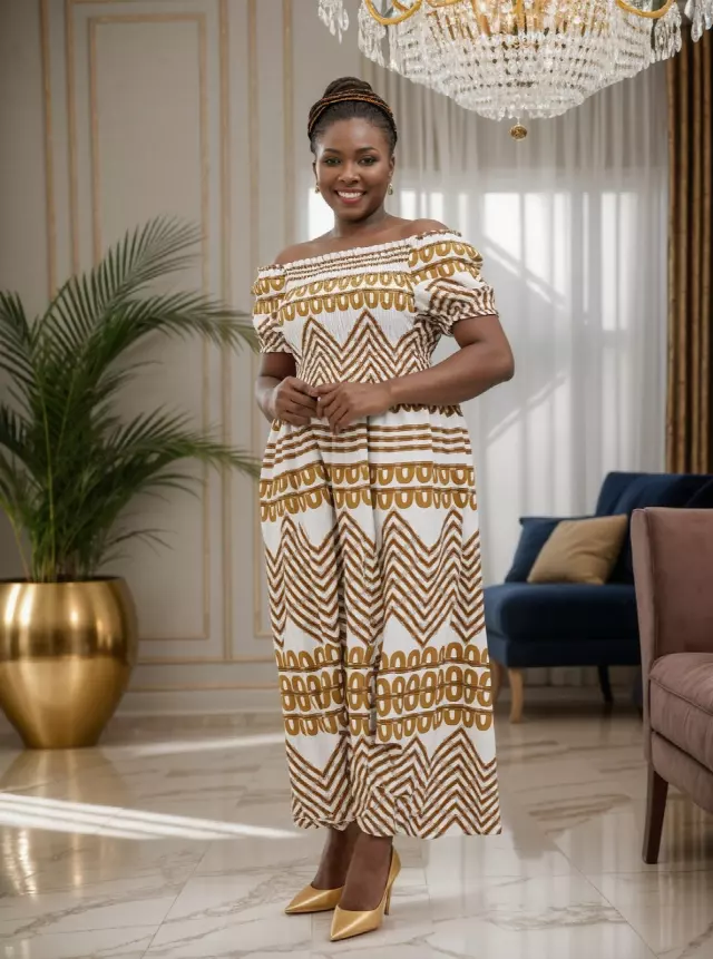 26004 - Women's Off-Shoulder Smoked Maxi Dress - $12 Each (3-Pcs Pre Pack)
