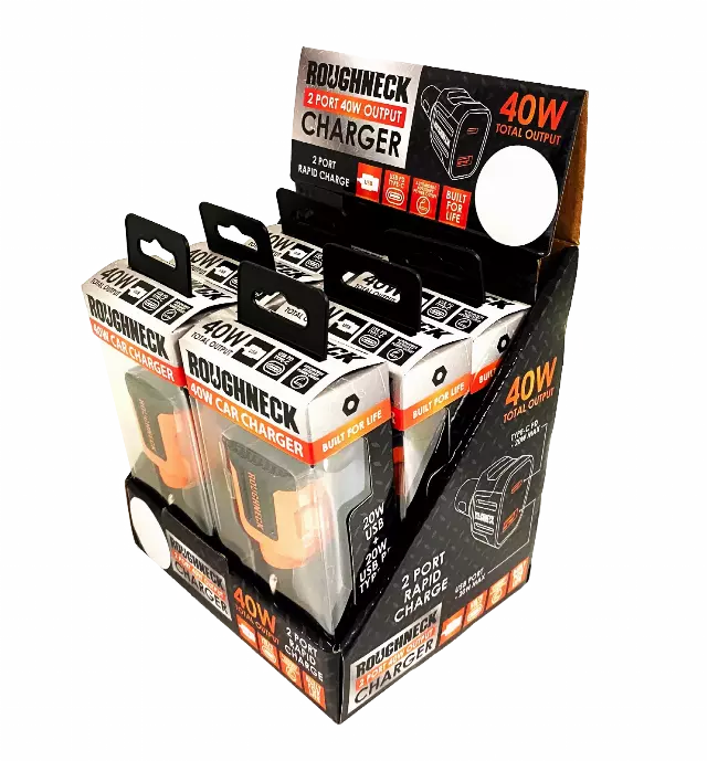 Car Charger Dual Port USB / USB-C 40 Watts - 6 Pieces Per Retail Ready Display 23247