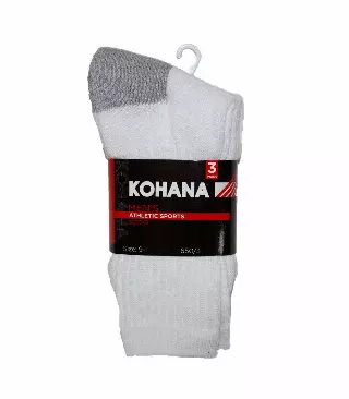 Socks - 9-11 Whie Grey H&T Crew Socks - 650-3