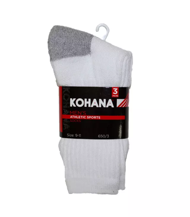 Socks - 9-11 Whie Grey H&T Crew Socks - 650-3