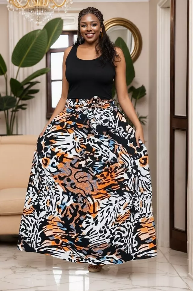 6011A - NEW PRINT ALERT!! - Three Panel Elastic African Print Skirt (3/Pk) - Free Size - $12.00 Each — Free Size / Print-545
