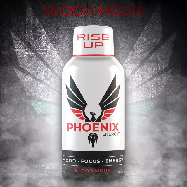 Phoenix Energy 2oz Shot 280mg Caffeine Mood Focus Energy Case of 12 — Blood Moon