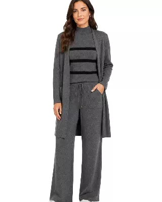 Women's 3-Piece Ribbed Knit Loungewear Set #105 — Charcoal / S/M-L/XL