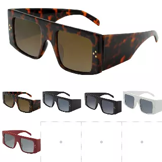 Wide Square Statement Sunglasses with Gold Stud Details SK10634