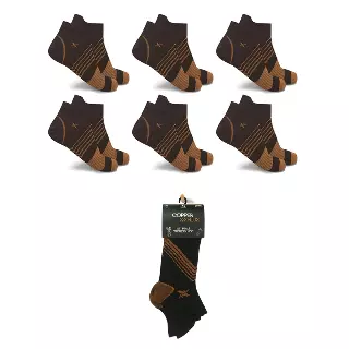 COPPER-INFUSED V-STRIPED ANKLE COMPRESSION SOCKS (6-PAIRS) — Small/Medium