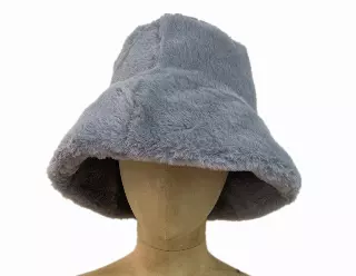 HX602 Solid Color Faux Fur Bucket Hat — Grey