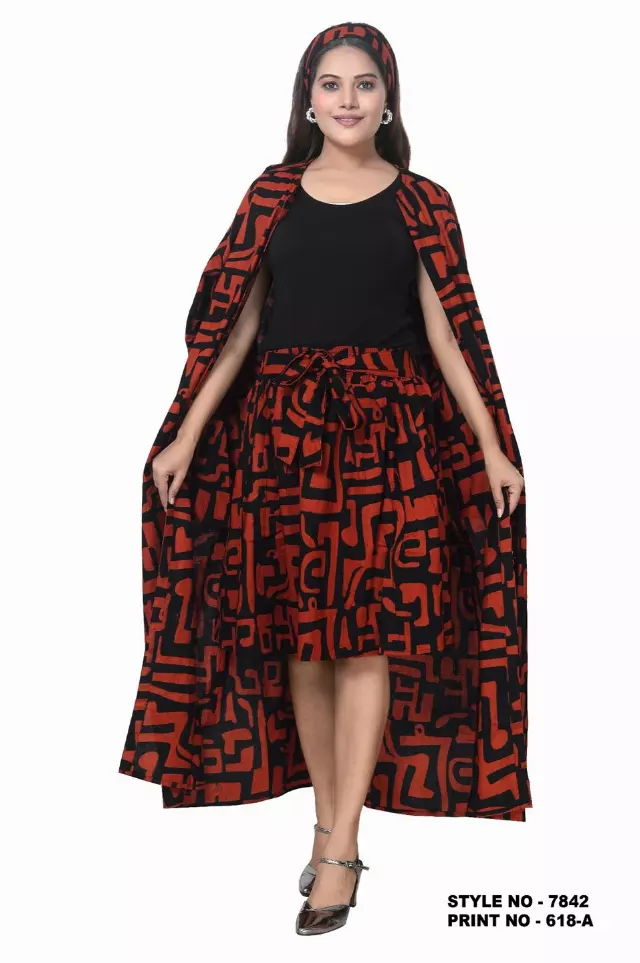 7842 Authentic African Print 2pc Duster + Short Skirt Set - $25.00 Each (3 pcs per pack) — Free Size / Print-618A