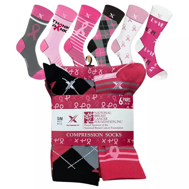 BCA CREW LENGTH COMPRESSION SOCKS - 6 PAIRS PACKED TOGETHER — Large/XL