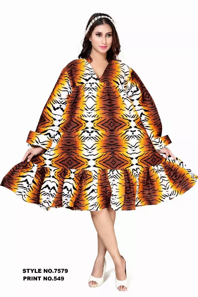 7579 A - ON SALE!!! African Tunic Dress (3 PCS PRE-PACK) - $15.00 EACH — One Size (4 - 24) / Print-549