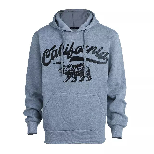 Men’s Pullover Fleece Hoodie with Drawcords and Kangaroo Pockets – CALIFORNIA - Style #MFJ172-1 -$8.50/Unit - 24 PCS/CS - PLEASE SEE DESCRIPTION — Light Grey