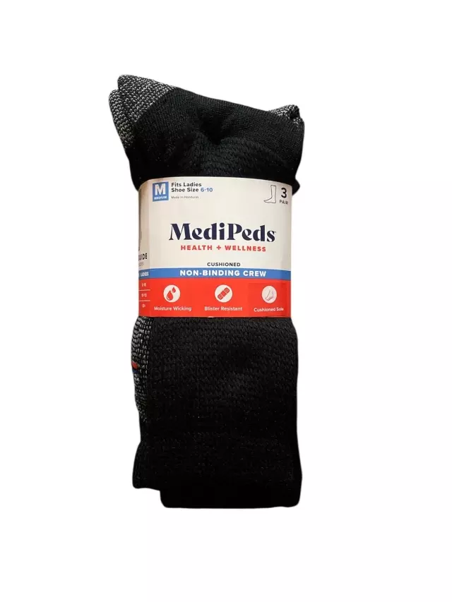 #6-MP-1724909 MediPeds Women’s Cushioned Non-Binding Sock(size 6-10) – $1.25 Per 3 Pair Pack (20 Packs)
