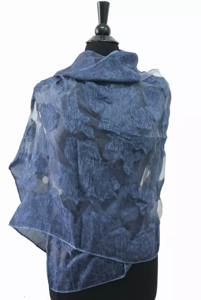 BF710 Floral Spring Scarf — Navy