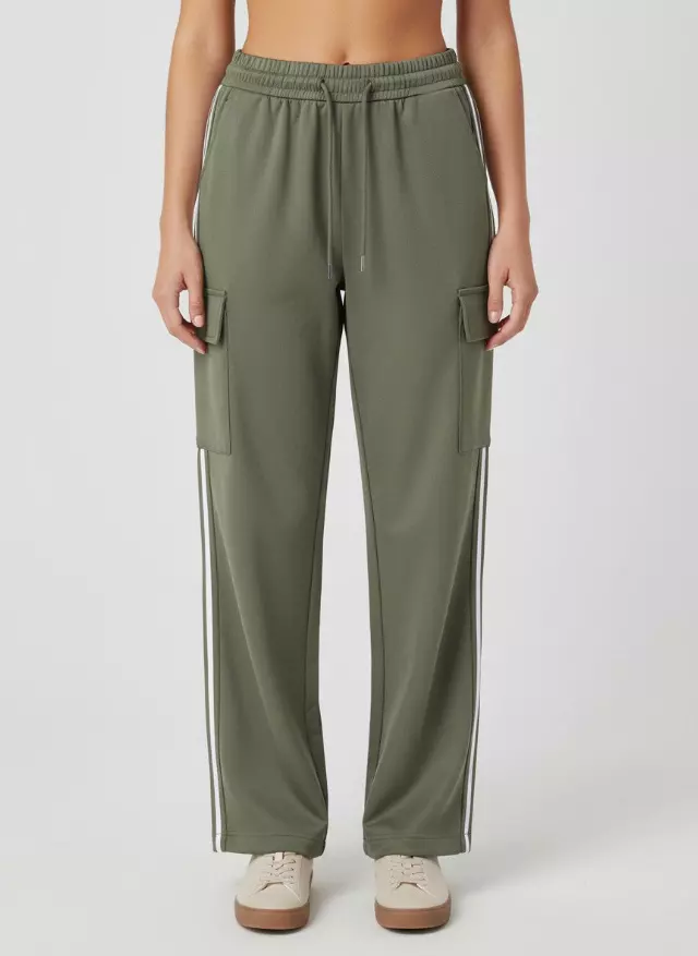 Women's Wide-Leg Cargo Pants #02 — Olive / S-M-L-XL
