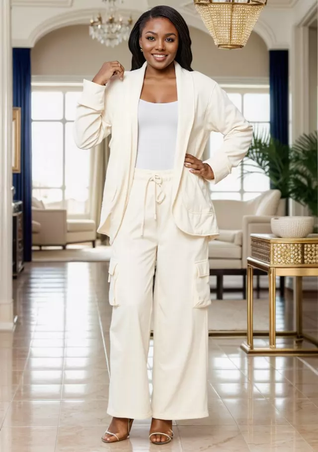 NLM-FL01 - 2-Pcs Luxe Top & Pant Set - $25.00 Each (3 pcs per pack) — White