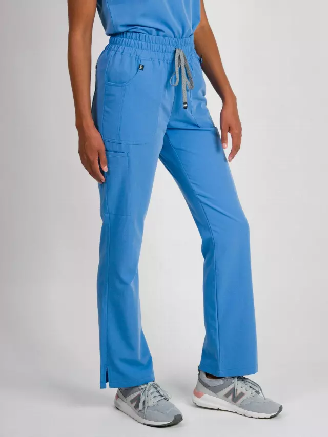 Sydney | High Waisted Slim Flare Scrub Pants — Ceil / 2XL