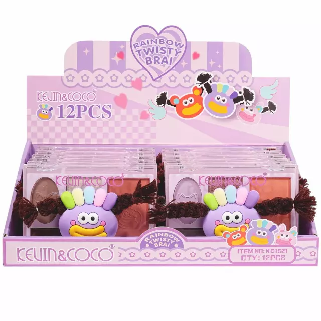 Kevin & Coco Rainbow Twisty Brai Purple - Wholesale Display 12 Units (KC1521)