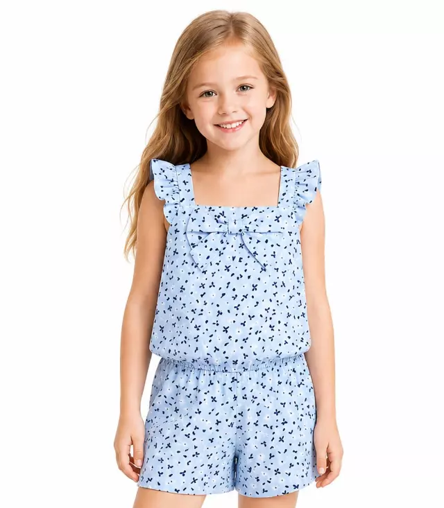 GIRLS PINK Ruffle on Straps and Bow in Front W Matchy Short Set - 2824404