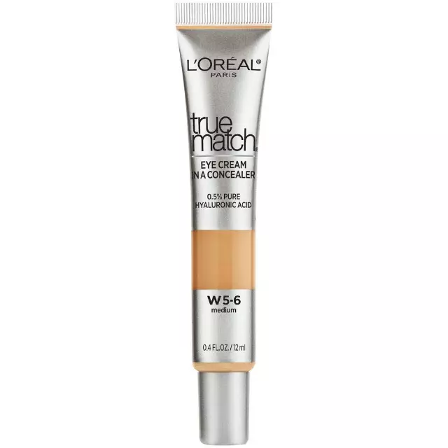 L’Oréal Paris True Match Eye Cream in a Concealer, 0.5% hyaluronic acid, Medium N5-6, 0.4 fl. oz.
