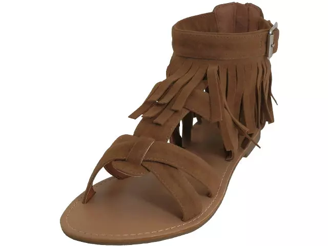 W8100L - Women's "Easy USA" Suede Gladiator Fringe Sandals — Brown (W8100L-T) / 5-10 Assorted