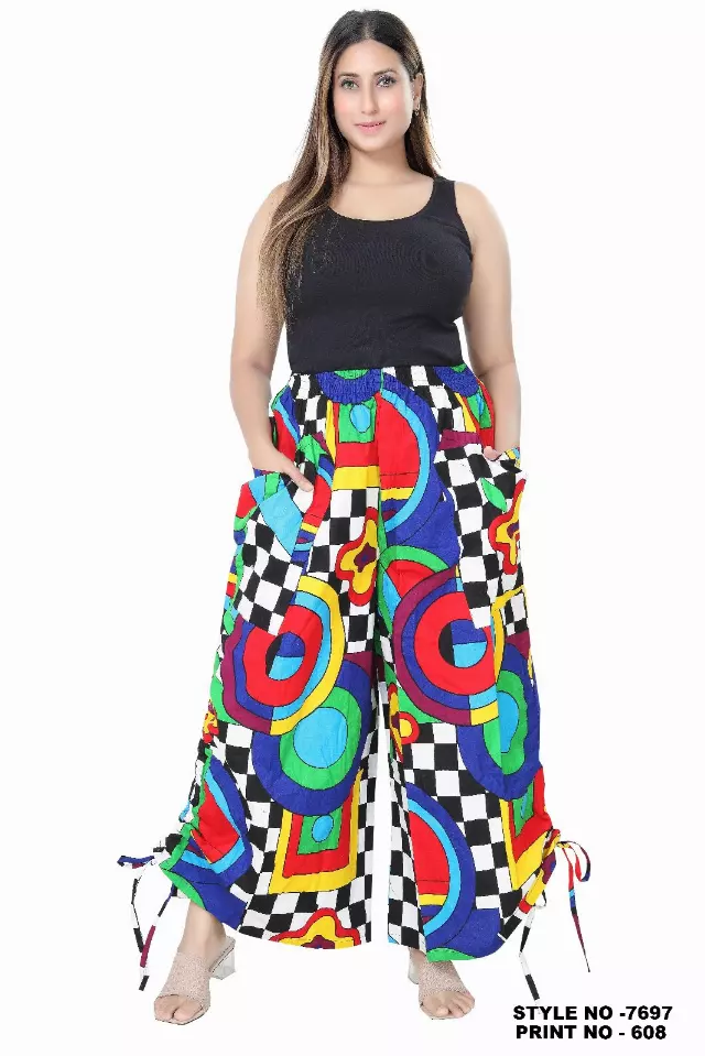 7697 - Ankara Pants With Drawstring side (3 PCS PRE-PACK) - $20.00 Each — One Size (4 - 24) / Print-608