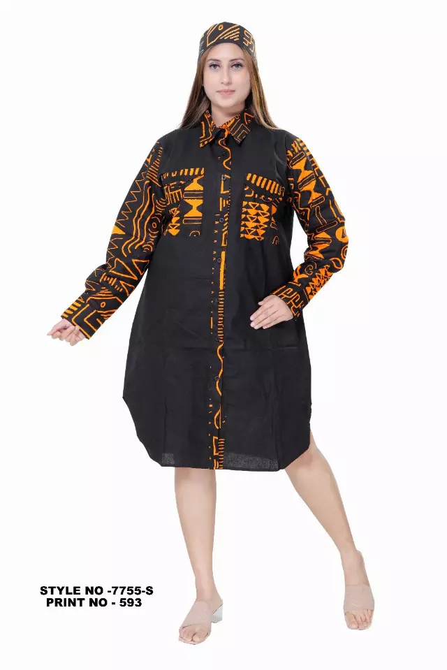 7755S Tunic Dress/Shirt in Mix Match Print (3 PCS PRE-PACK) - $18.00 EACH — One Size (4 - 24) / Print-593