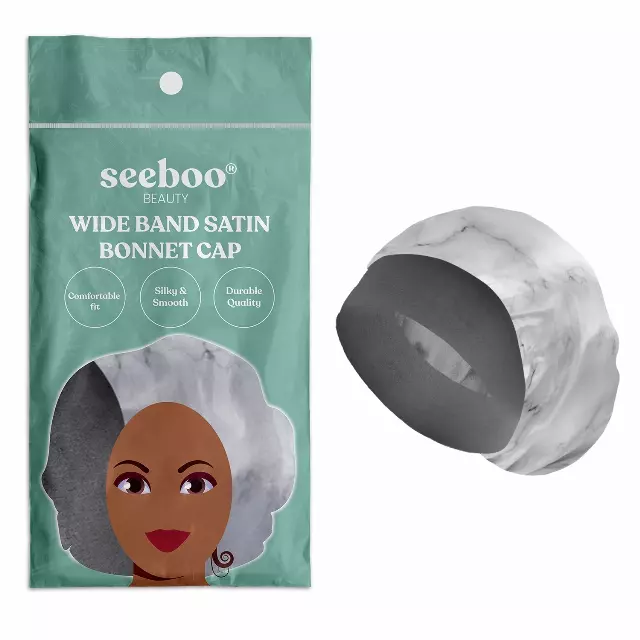 Women's Silky Satin Head Scarf Hair Wrap Cap Hat Headband — Marble
