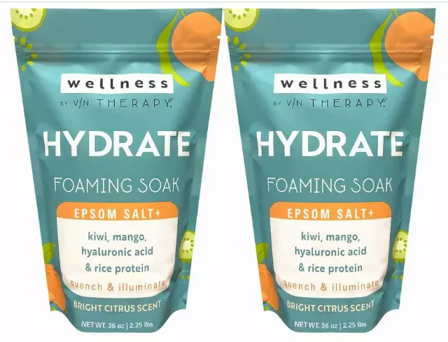 Wellness By Village Naturals Therapy, Hydrate Foaming Bath Soak, 36 oz, Pack of 2