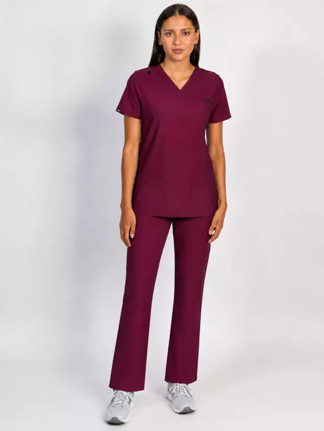 Liliana | Straight Leg Scrubs Set — Burgundy / XXS