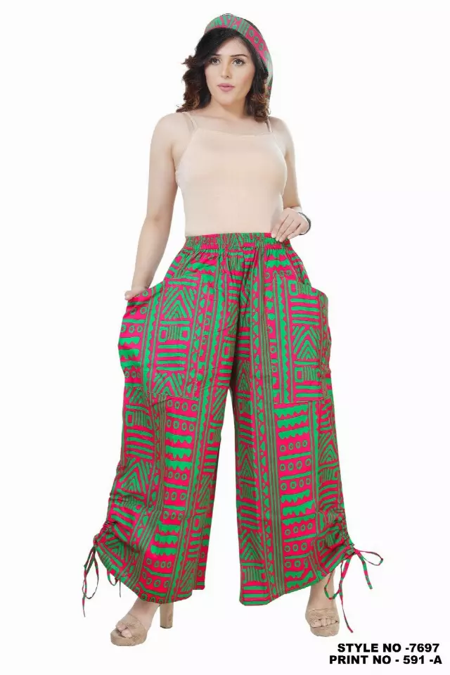 7697 - Ankara Pants With Drawstring side (3 PCS PRE-PACK) - $20.00 Each — One Size (4 - 24) / Print-591A
