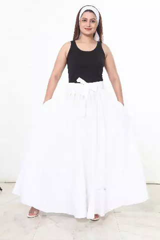 7001S - 8 Panel Solid Color Skirt - Authentic African Wax (3-PCS PRE-PACK)- $25 Each — One Size (4-18) / White / 3-Pcs Per Pack