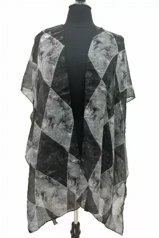 QC222 Pattern Spring Kimono — Black