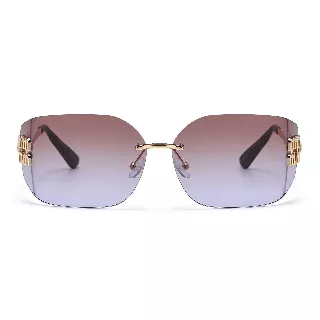 Frameless Designer Sunglasses with Signature Gold Accent J11146