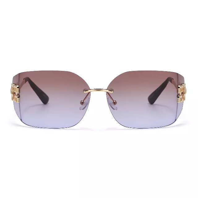 Frameless Designer Sunglasses with Signature Gold Accent J11146