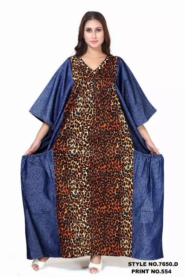 7650D Authentic African Print Panel and Denim Dress (3 PCS PRE-PACK) - $28 EACH — One Size (4-24) / Print-254