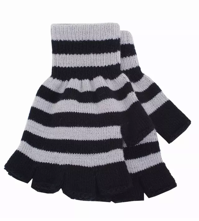 Magid Striped Fingerless Gloves — GREY/BLACK
