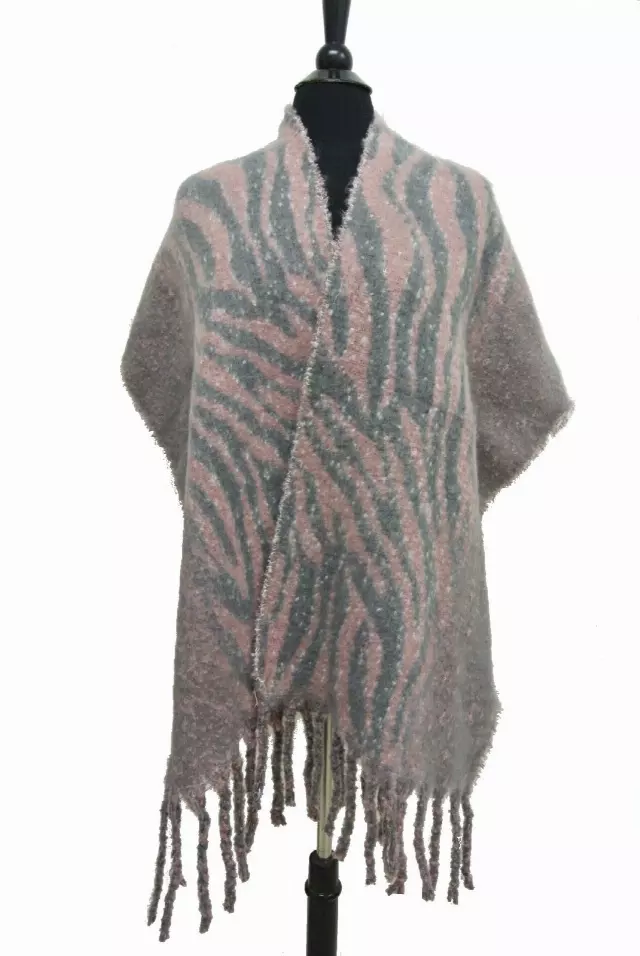BF152 Zebra Pattern Winter Scarf — Pink