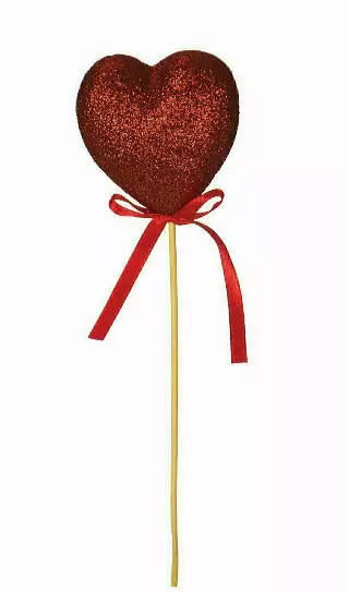 PL2010RED – 3” Glitter Heart on 16” wood pick “DZ” Min 1 dz -Case Pk 16 Dz.