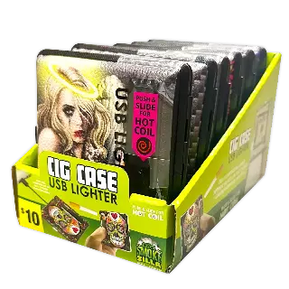 Cigarette Case with USB Coil Lighter - 6 Pieces Per Retail Ready Display 40307