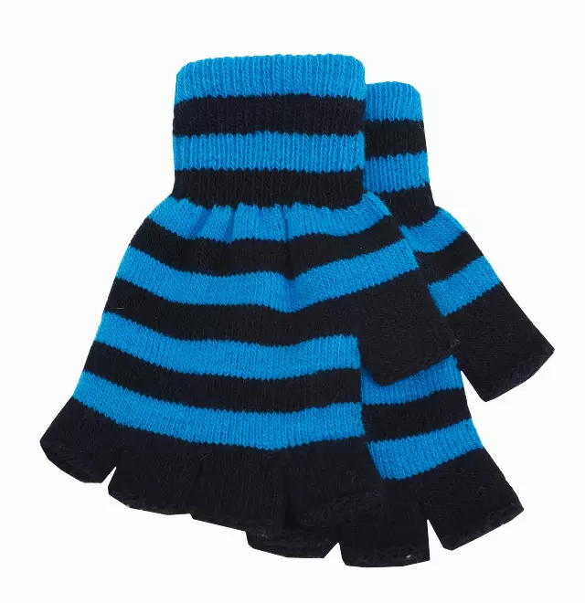 Magid Striped Fingerless Gloves — TURQUOISE/BLACK