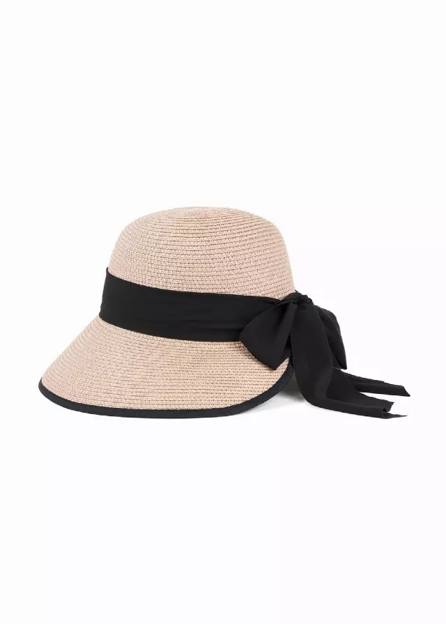 Magid Ribbon Bow Straw Garden Hat — BLUSH