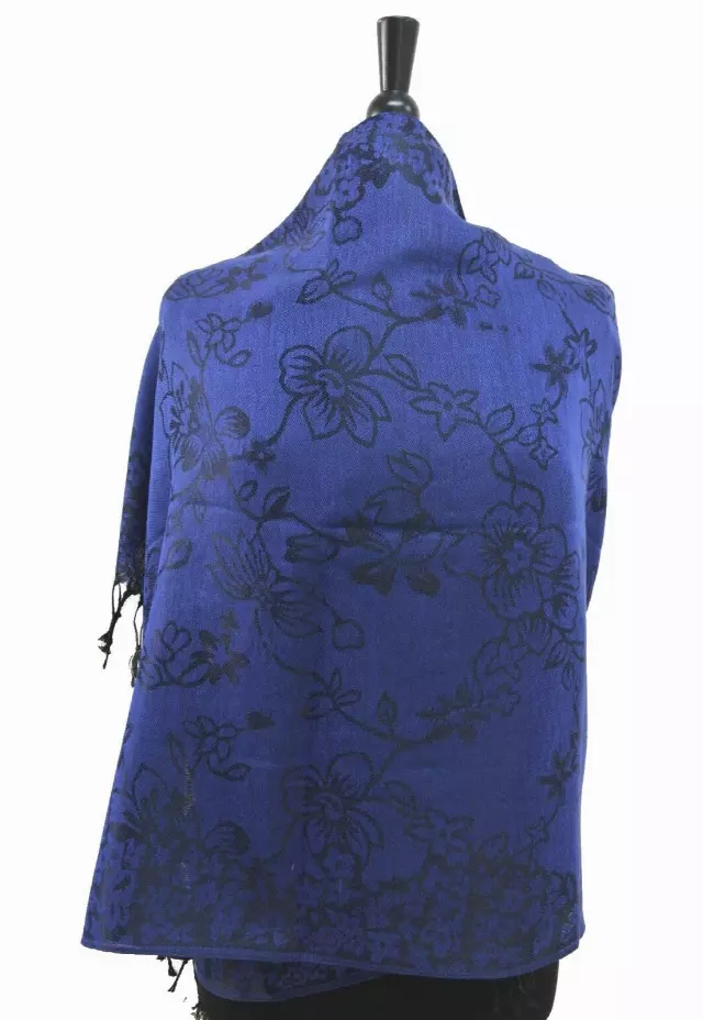 D637 Pattern Pashmina — Royal blue