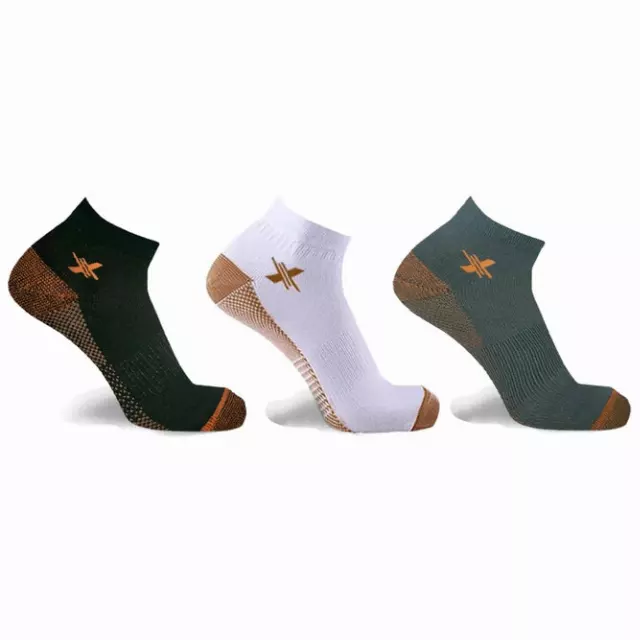 COPPER-INFUSED ANKLE SOCKS (3-PAIRS PACKED TOGETHER) — Subtle / Large/XL