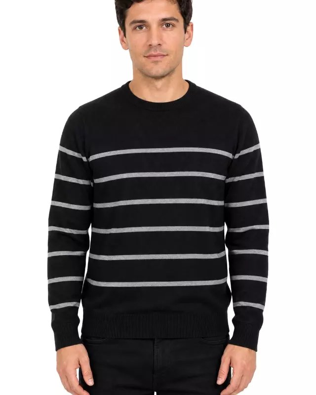 Men's Striped Crew Neck Sweater #262 — W114C / S-M-L-XL