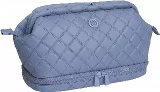 Joan & David Diamond Quilted Puffer Sport Nylon Cosmetic Bag — 136-DENIM