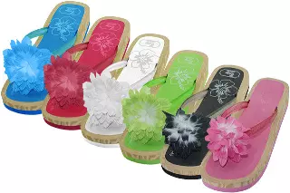 S1194-L - Wholesale Women's "Easy USA" Silk Flower Top Flip Flops