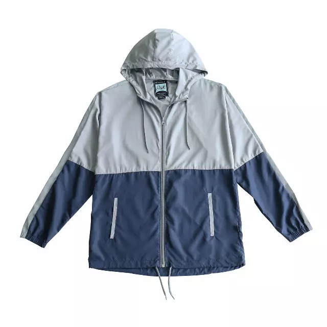 Men's Lightweight Hooded Windbreaker - Grey/Navy