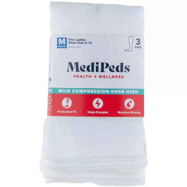 #6-MP-1724881 Women’s MediPeds Mild Compression Knee High Socks(size 6-10) – $1.50 per pack (12 Packs)