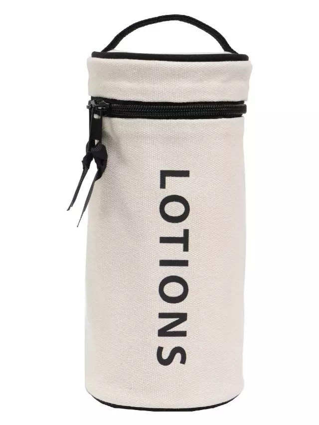 La L'Amour 16 oz Cotton Canvas Top Handle Cylinder Toiletry Lotions Case — 002-NATURAL